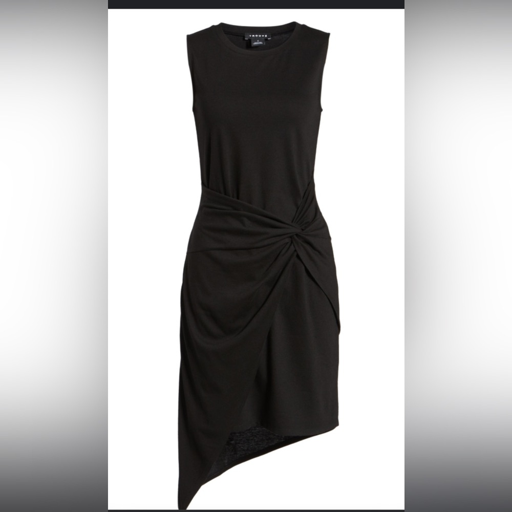 Midi black cotton dress with twist xxl